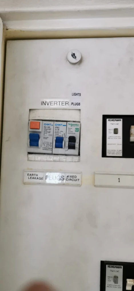 Upgraded distribution board with inverter circuit and earth leakage protection